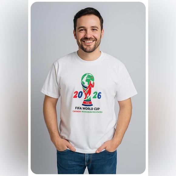 NWT 2026 FIFA Soccer FIFA World Cup Men’s White T-Shirt Tee Shirt Short Sleeve - Picture 1 of 3